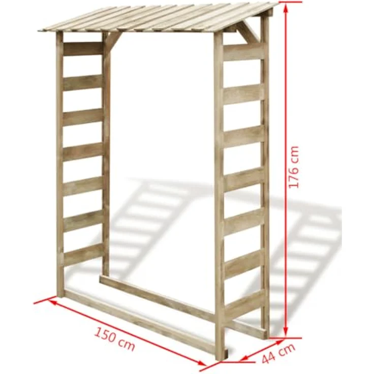 vidaXL Kiefer KDI Brennholzregal 150x44x176 cm Kaminholzregal Holzunterstand – Bild 5