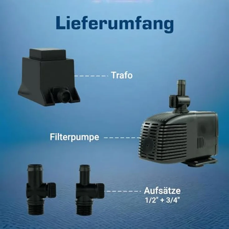 KERRY Wasserpumpe 12 V – 1000 L/H | 17 Watt | 7m Kabel | 170 cm Förderhöhe | Schwarz | Teichpumpe | Wasserspielpumpe | Zimmerbrunnen | Brunnenpumpe | Springbrunnen-Pumpe – Bild 6