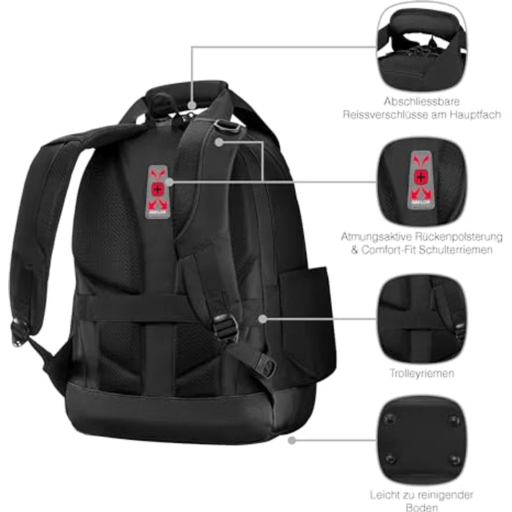 WENGER Tool Backpack Advanced, Werkzeugrucksack mit 16 Zoll Laptopfach, großem Hauptfach und Tool Organizer, Schwarz, 34 l, 1,7 kg – Bild 5