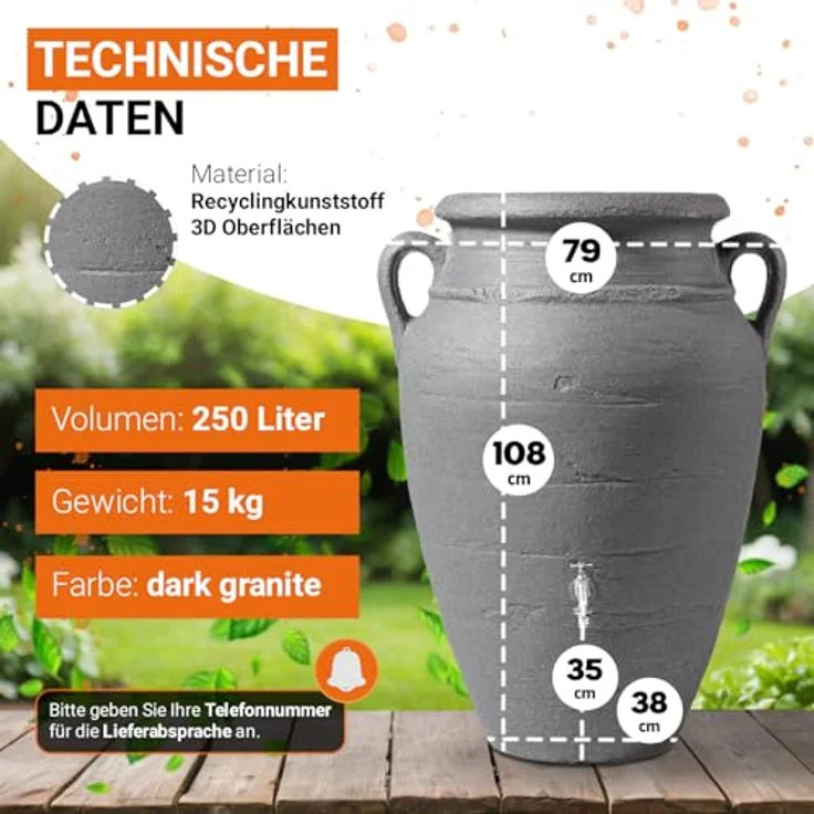 Garantia ANTIK Amphore 250 L dark granite - 211609 – Bild 4