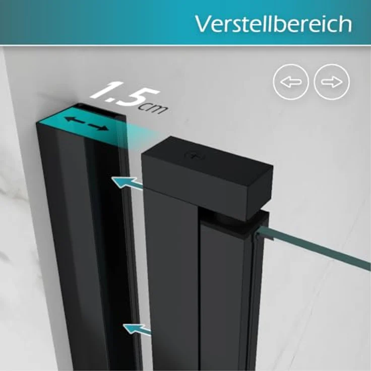 i-flair Dusch-Doppelflügeltür Duschtür Lara BLACK mit Pendeltüren aus satiniertem ESG Sicherheitsglas, 68x195 cm, 6 mm – Bild 5