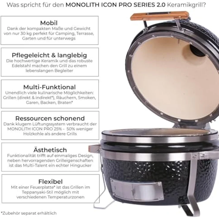 Monolith ICON Holzkohlegrill - Der Kamado Holzkohlegrill/Tischgrill für Unterwegs – Bild 4
