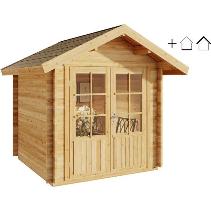 Alpholz Gartenhaus Palma, Holz Set, BxT: 261x261 cm, inkl. Fußboden, Dacheindeckung, Naturbelassen