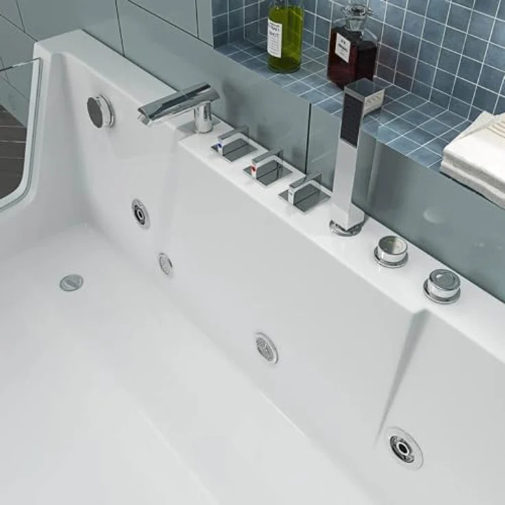HOME DELUXE Badewanne Whirlpool CARICA, 170 x 80 cm, mit 4 einstellbaren Düsen und LED-Farblichttherapie, strahlendes Weiß – Bild 8