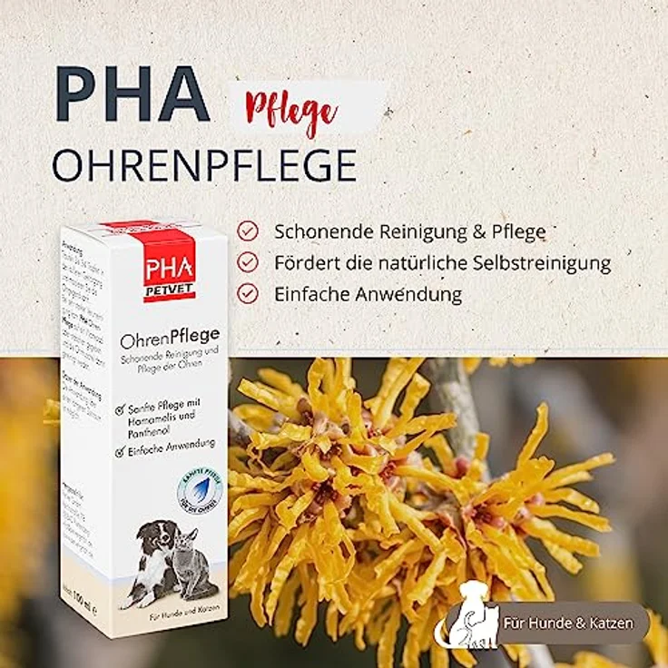 PHA OhrenPflege für Hund und Katze - zur schonenden Reinigung und Pflege der Ohren, Tropfen 100 ml – Bild 2