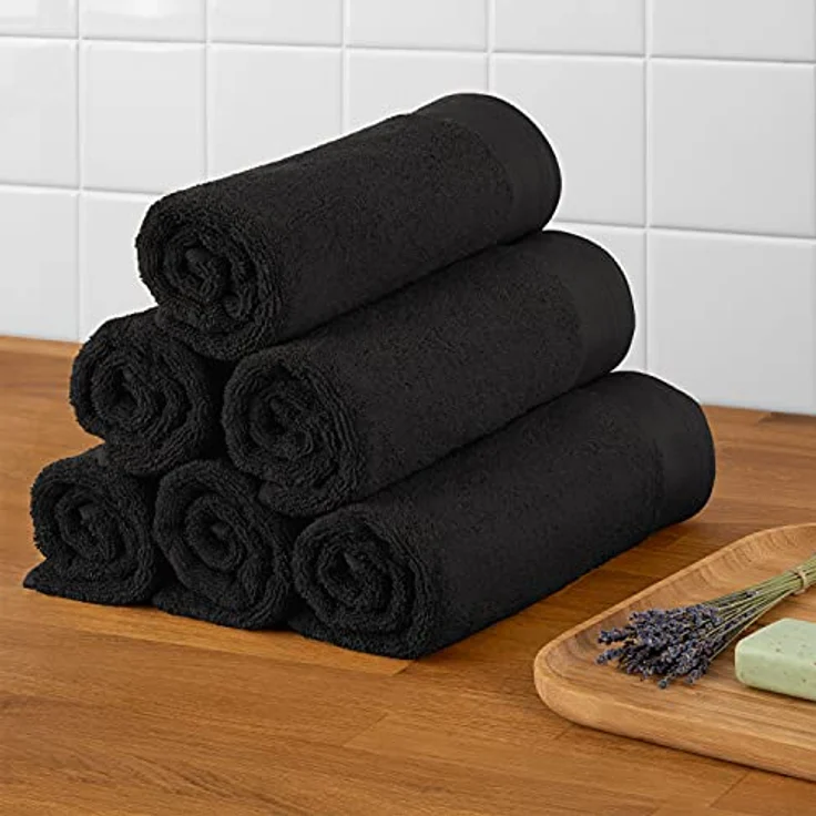 Blumtal Saunatuch, Schwarz, 80x200 cm, Oeko-Tex® Standard 100, 100% Baumwolle, 2er Set, Frottier mit Aufhängeschlaufe – Bild 5