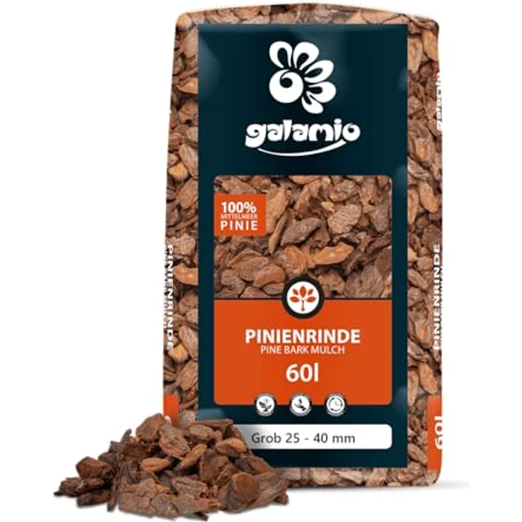 GALAMIO Pinienrinde Grob, Rindenmulch 25-40mm, 720l in 12 Säcken, umweltfreundlich und dekorativ für Garten und Terrarium – Bild 3