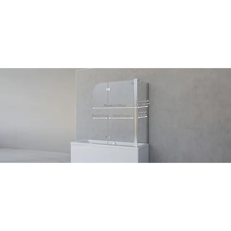 Duschabtrennung für Badewanne Angle, 2-teilig mit Seitenwand, Profilfarbe Chromoptik, 5 mm Sicherheitglas (ESG) Klar hell, Faltwand: 112 x 142 cm, – Bild 5