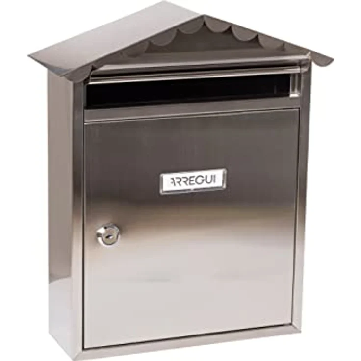 ARREGUI Visit E5747 Briefkasten aus Edelstahl, Größe M (DIN A4 Post), Wandbriefkasten für den Außenbereich, Postkasten für Draußen mit Namensschild, Einwurfklappe und Schutzdach, Edelstahl – Bild 5