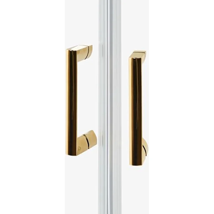 Beliani Duschkabine Gold, Halbrund 90x90 cm, 185 cm hoch, mit Sicherheitsglas, Aluminiumprofil und 2 Schiebetüren, Magnetschloss – Bild 6