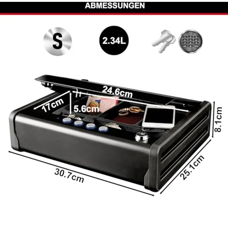 MASTER LOCK Kompakttresor (Elektronische Kombination) MLD08E Ideal für Scheckbücher, Geld, Schmuck, Ausweise und mehr – Bild 7