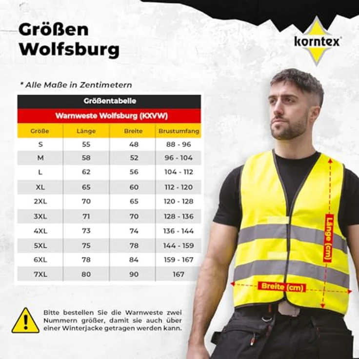 korntex Warnweste Herren EN ISO 20471, reflektierende Warnschutzweste mit verstellbaren Klettverschlüssen, schwarz – Bild 7