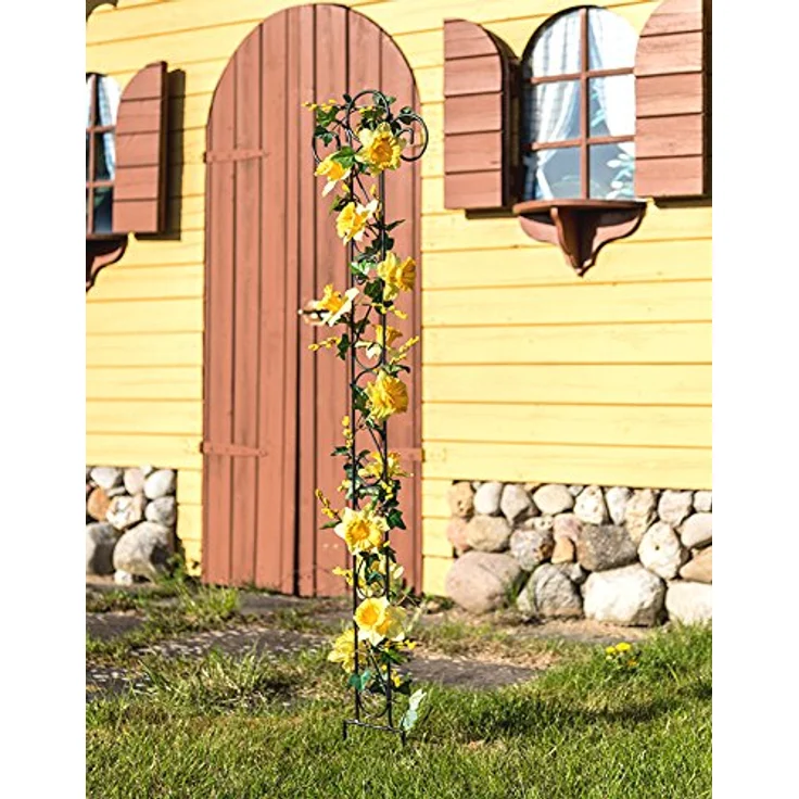 DanDiBo Rankhilfe Metall Classic Rankgitter 135 cm Kletterhilfe Bodenstecker Schwarz, Schmiedeeisen Gartenstecker Eisengitter Rankgerüst – Bild 3