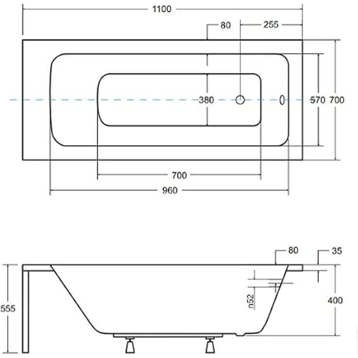 KOLMAN Badewanne Rechteck TALIA 110x70, Acryl mit antibakterieller Beschichtung und Bambus Ablage – Bild 9
