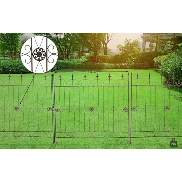 CLP Rankhilfe Mangold, flexibler Gartenzaun aus Eisen, 124 cm breit, rustikaler Zaun mit liebevollen Verzierungen – Bild 2