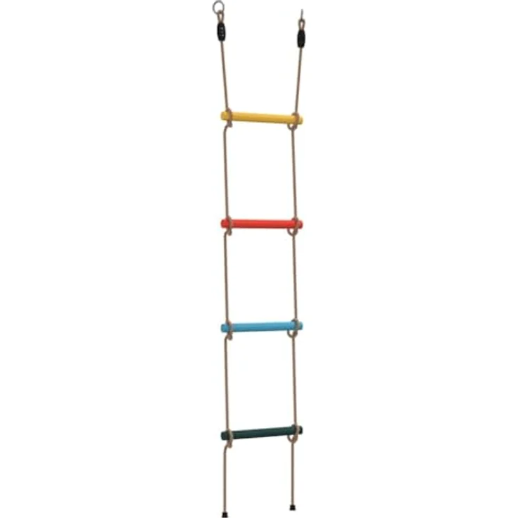vidaXL Strickleiter, Strickleiter für Kinder mit 4 Sprossen Mehrfarbig, Outdoor-Schaukel mit Kunststoff-Sprossen und PE-Seilen – Bild 8