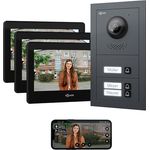 Goliath Intercom Video-Türsprechanlage, 3-Familien Goliath Basic-Line, 7-Zoll Monitor Weiß/Schwarz, HD Kamera, 2-Draht BUS, app-fähig