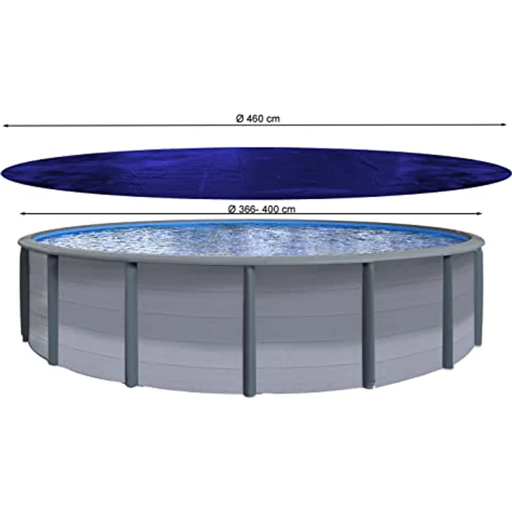 QUICK STAR Poolabdeckung, Rund, Blau, Kunststoff, 460x460 cm, witterungsbeständig, UV-beständig, inkl. Spannschnur und Spannratsche – Bild 2