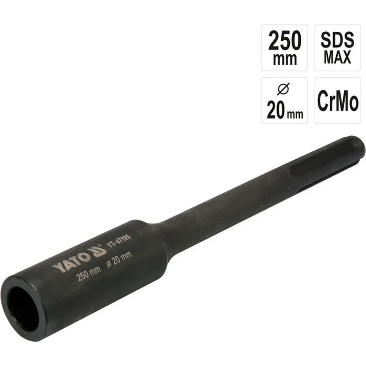 Yato YT-47195 SDS-Max Erdnagel- und Erdrohrhammer, 250 mm Länge, 20 mm Durchmesser, Chrom Molybdän – Bild 1