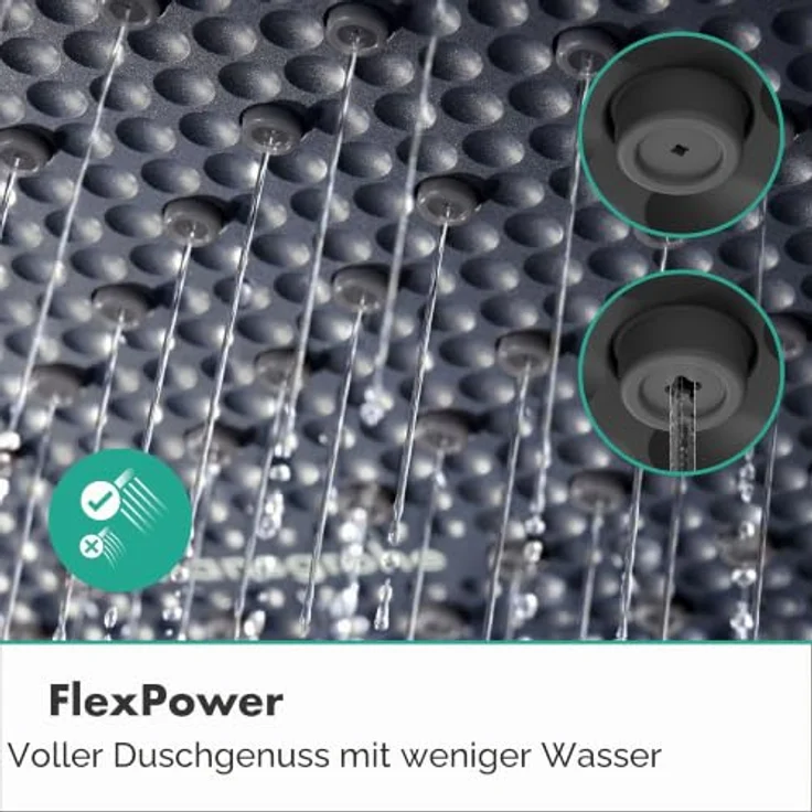 Hansgrohe Activera S Handbrause 1jet, 95mm, EcoSmart, FlexPower, Mattschwarz, für effiziente Wasserführung – Bild 7