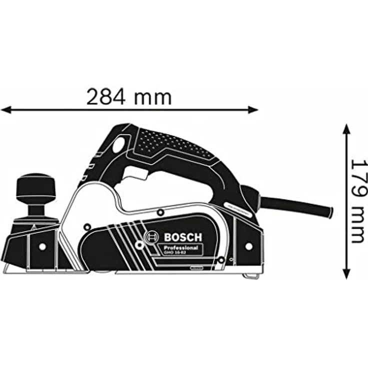 Bosch Professional Handhobel GHO 16-82 (630 Watt, 230 Volt, inkl. Parallelanschlag, Sechskantstiftschlüssel SW 2,5, Stoffstaubbeutel, im Karton) – Bild 2