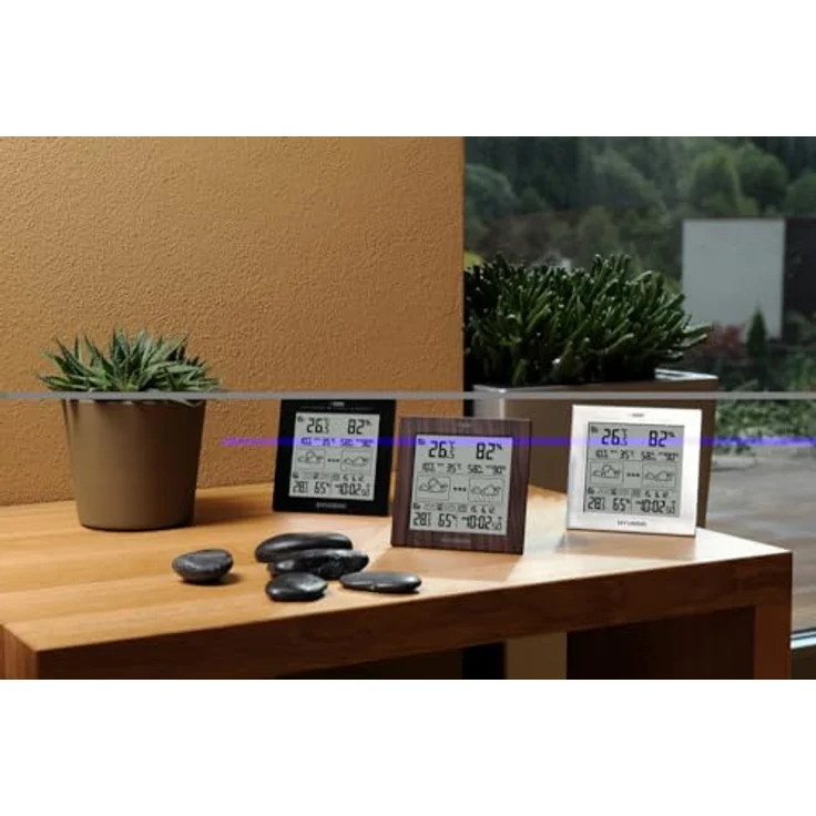 HYUNDAI Wetterstation WS 2244 W, Innen- und Außentemperatur, Luftfeuchtigkeit, Wecker, DCF 77 Funksignal, kabelloser Betrieb – Bild 5