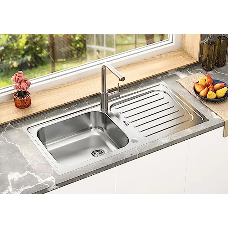 Edelstahl Einbauspüle Spülbecken Küchenspüle Spüle 100 x 50 cm Respekta – Bild 2