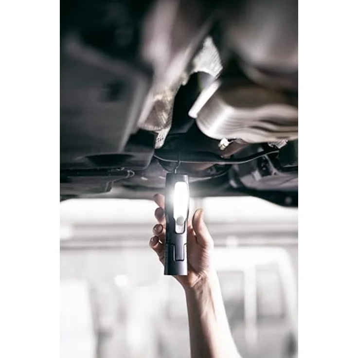 Brennenstuhl LED Akku Handleuchte HL 201 A, superhelle Arbeitsleuchte mit Akku (250 + 70lm, knickbarer Haltefuß, Magnet, Haken, USB C Kabel) – Bild 4