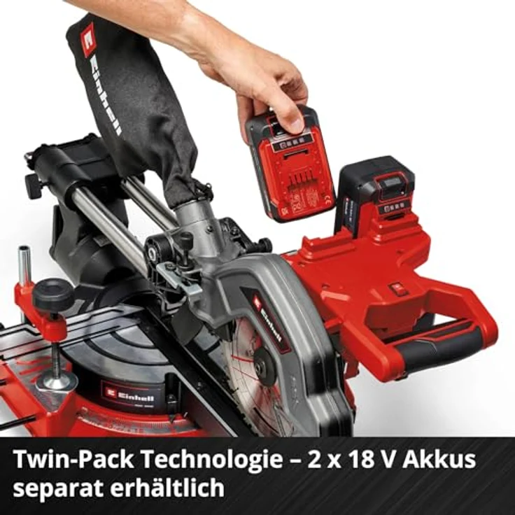 Einhell Akku-Zug-Kapp-Gehrungssäge TE-SM 36/8 L Li-Solo Power X-Change (max. 65 mm x 305 mm Schnitttiefe/breite, mit Ø 216 mm Sägeblatt, neigbarem Sägekopf, ohne Akku) – Bild 5