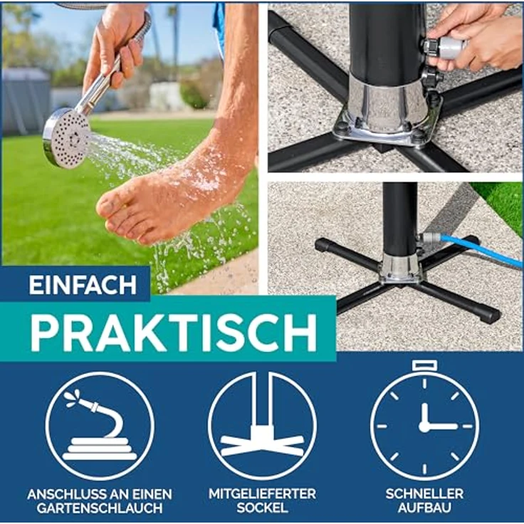 BESTWAY Gartendusche Solarflow 20 Liter, anthrazit, mit verstellbarem Duschkopf und Temperaturregler – Bild 5