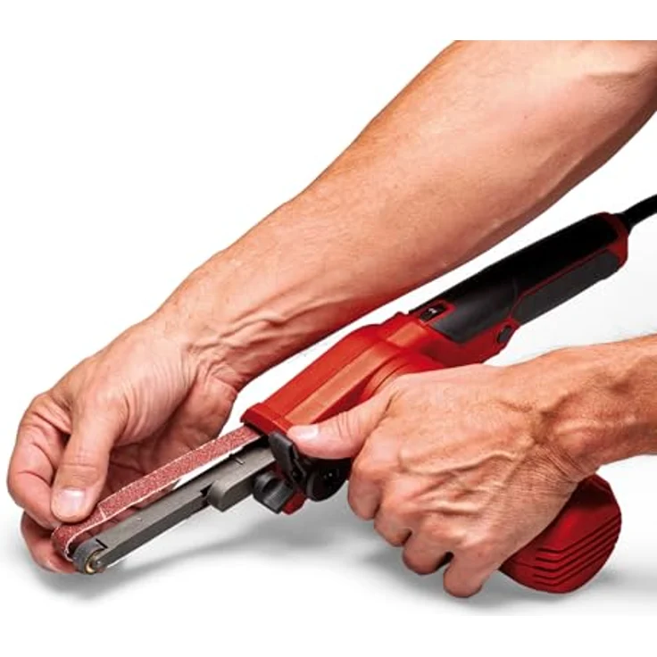 Einhell Bandfeile TC-BF 500 E (500 Watt, Geschwindigkeit bis 1.700 m/min, Dauerlaufarretierung, integrierte Staubabsaugung, Drehzahlelektronik, inkl. 6x Schleifbänder) – Bild 3