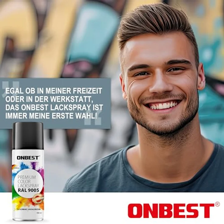 Onbest PREMIUM Lackspray 400 ml, hohe Pigmentierung, witterungsbeständig, Verkehrsw Weiß Glanz (RAL 9016) – Bild 7