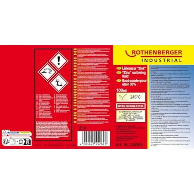 ROTHENBERGER Industrial Set ROLOT 611, 2 Packungen bleifrei Stangenlötzinn 100g mit Schmelztemperatur 199°C und Lötwasser 100 ml – Bild 2