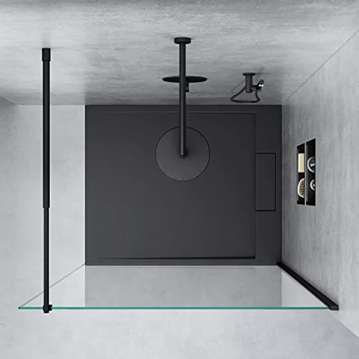 Mai & Mai Duschwand Bremen2, Walk-In Duschabtrennung 150x200cm, Schwarz, 10mm ESG-Sicherheitsglas, NANO-Beschichtung, beidseitig montierbar, inkl. Stabilisator BRAM1 – Bild 4