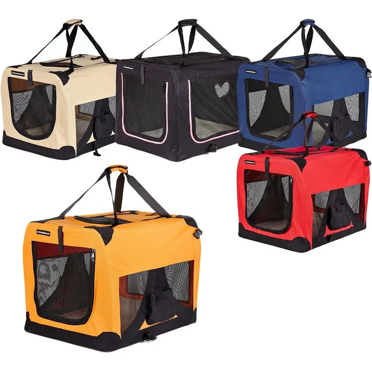 BruKa Tiertransportbox Bello Hundebox faltbar Autotransportbox Katzen Hunde Box, Elfenbein Beige, verschiedene Größen erhältlich