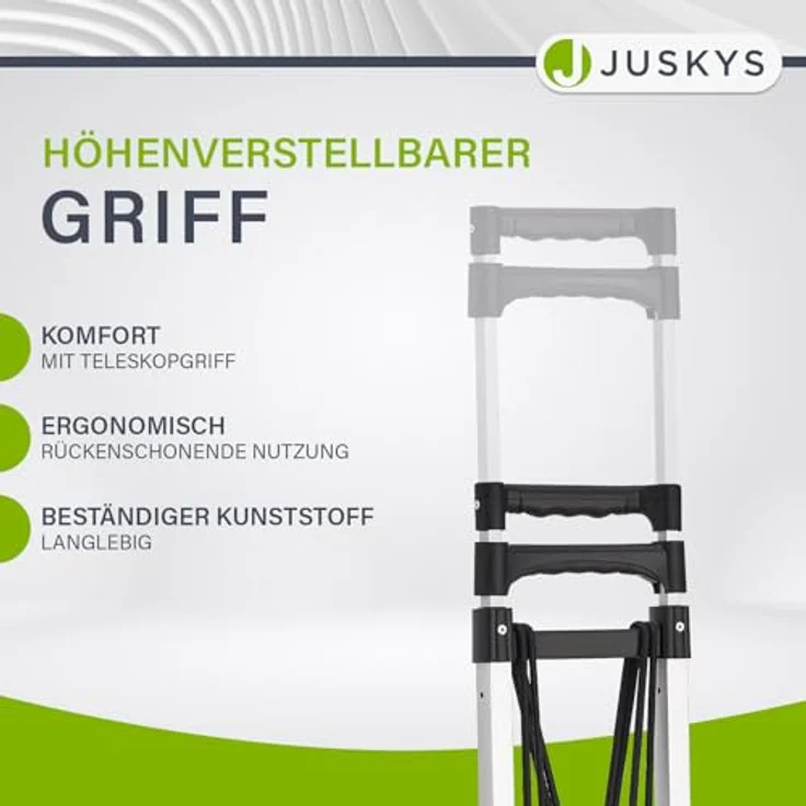 Juskys Treppensackkarre, Alu, bis 80 kg belastbar, klappbar, für Treppen, mit Seilen, Grau/Schwarz – Bild 6