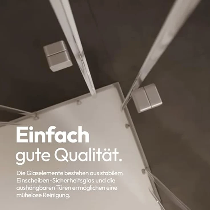 Marwell Eckdusche Glasdusche Flexi 90x90x190 cm, 4-tlg., Aluminiumprofile silber-matt oder weiß, Breite 77-90 cm, Eckeinstieg – Bild 6