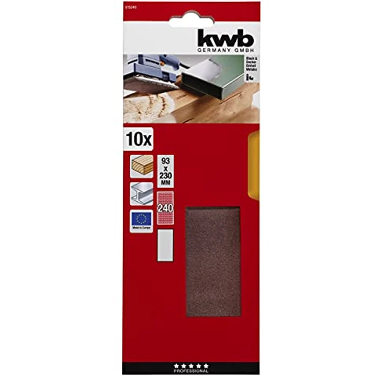 KWB 815240 Schleifstreifen Holz und Metall, 93 x 230 mm, Papier Maschinen, Schwing-Schleifer, 10 STK - Preisvergleich – Bild 2