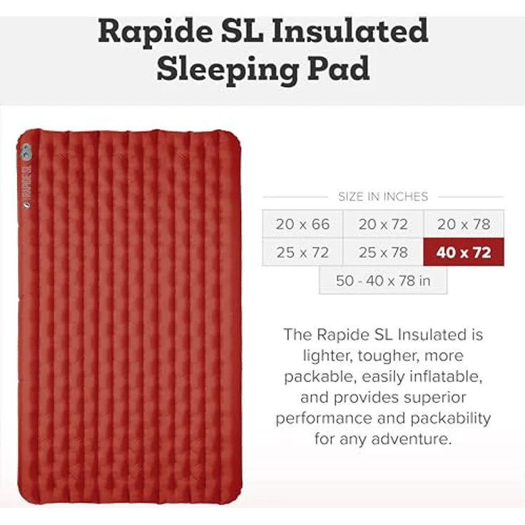 Big Agnes PRSLIDW24 Schlafunterlage, isolierte 3-Jahreszeiten-Luftkammer-Isomatte, orange, R-Wert 4,8, 1,08 kg – Bild 3