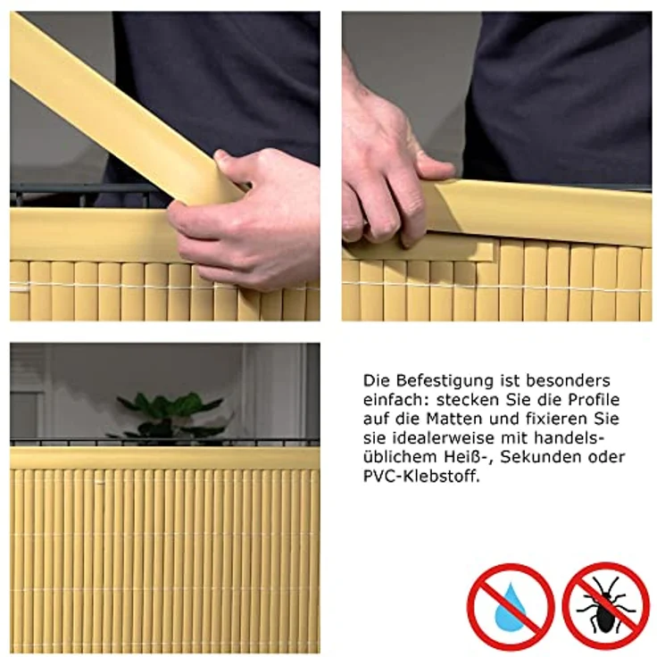 JAROLIFT PVC Abdeckprofil - Abschlussleiste für Sichtschutzmatten – Bild 8