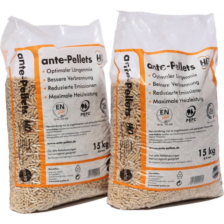 2x Holzpellets Premium nach DINplus 15kg