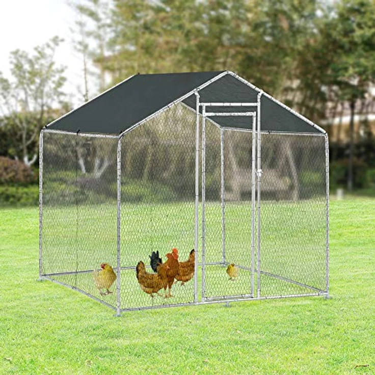 pro.tec Freigehege »Wels« mit Sonnendach, ideal für Kleintiere, 2 x 2 x 2 m, Silber mit dunkelgrünem Dach – Bild 2