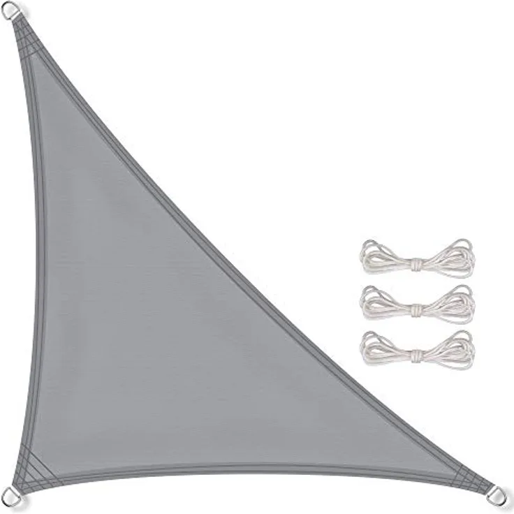 CelinaSun Sonnensegel PES Dreieck rechtwinklig 2,5x2,5x3,5m hell grau UPF 50+ Premium Sonnenschutz inkl Befestigungsseile
