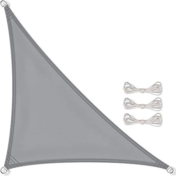 CelinaSun Sonnensegel PES Dreieck rechtwinklig 2,5x2,5x3,5m hell grau UPF 50+ Premium Sonnenschutz inkl Befestigungsseile – Bild 1