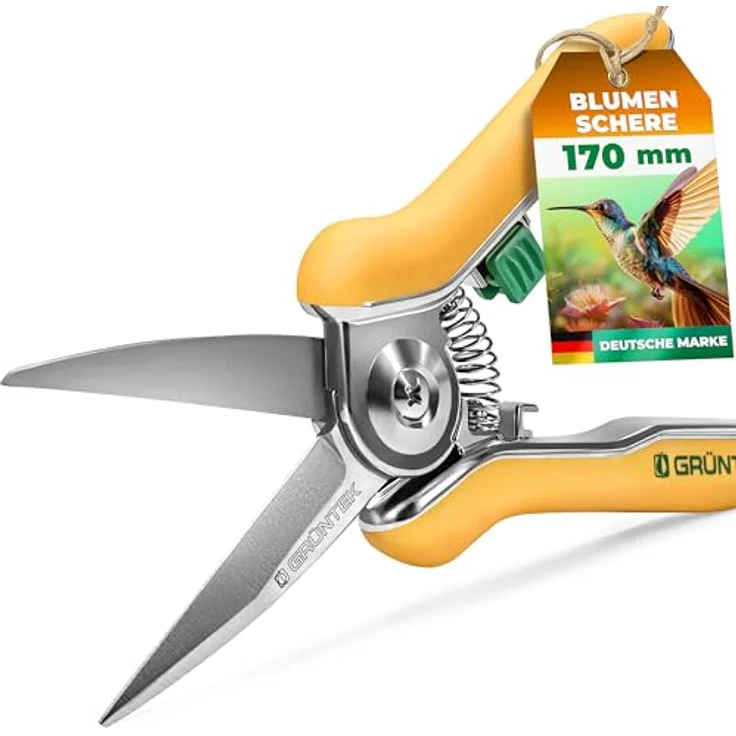 GRÜNTEK Colibri Rosenschere, 170 mm Bypass Gartenschneider mit Edelstahlklingen und Soft-Touch Ergo-Griff – Bild 1