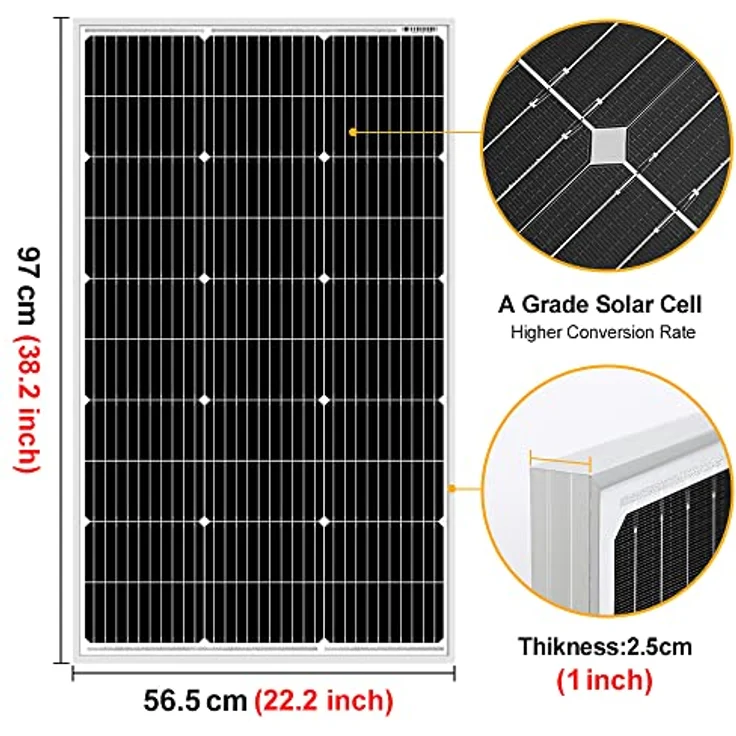DOKIO Solarpanel 100W 2PC (200W) 18V Monokristallin(Hohe Leistung) Für 12V Kfz Batterie, AGM, Gelbatterie ideal für Wohnmobil, Camping, Gartenhaus – Bild 2