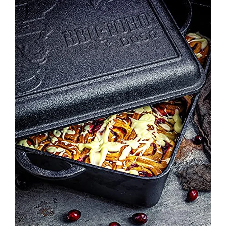 BBQ-Toro Dutch Oven Pan | Gusseisen Kochtopf | 9,5 Liter Gusstopf | preseasoned - bereits eingebrannt | Bräter mit Deckel, Schmortopf – Bild 2