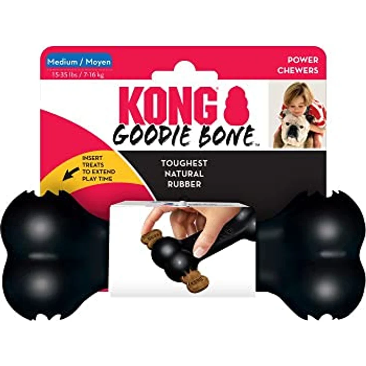 KONG – Extreme Goodie Bone – Robuster Kautschukknochen für Kräftiges Kauen, Schwarz – Für Große Hunde – Bild 3