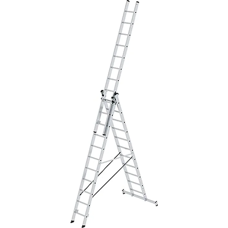 PROREGAL Mehrzweckleiter 3-teilig mit nivello®-Traverse | 3x13 Sprossen | Leiter, Teleskopleiter, Trittleiter, Bockleiter, Sprossen-Doppelleiter