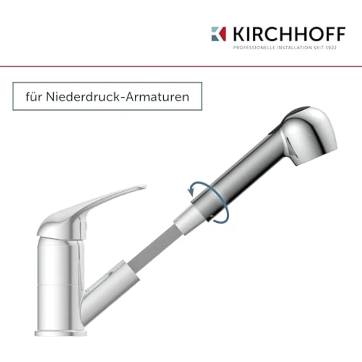Kirchhoff Küchenarmatur Geschirrbrause, Chrom, 1/2" Anschluss, modernes Design – Bild 4